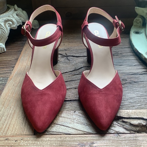 Anthropologie Cleo B Maroon Pointed Heels - Picture 3 of 8